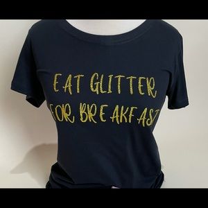 Eat glitter for breakfast black tshirt